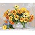 White bowl with yellow daisies paint by numbers kit framed digital painting